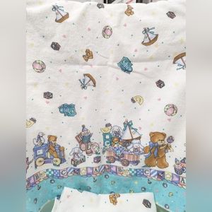 Vintage Riegel Baby Blanket Set of Two Bears Trains Made in USA